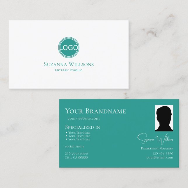 Moderner Schlichter Aquamariner Kreis mit Logo und Visitenkarte (Vorne/Hinten)