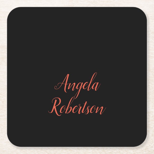 Moderner schlichter, einfacher Name Rechteckiger Pappuntersetzer (Vorderseite)