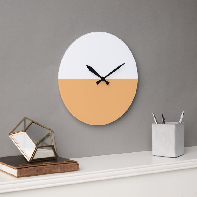 Moderner, schlichter, orangefarbener Farbblock Große Wanduhr (Büro)