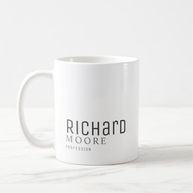 moderner schlichter schwarzer Name Kaffeetasse (Links)