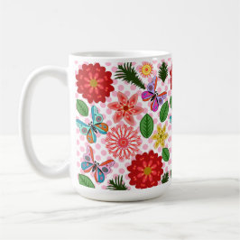 Moderner Schmetterling im Frühlingsgarten Blumen  Kaffeetasse