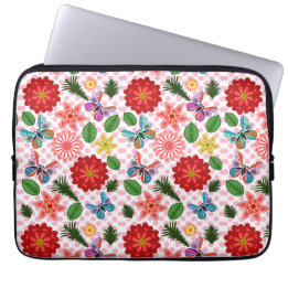 Moderner Schmetterling im Frühlingsgarten, florale Laptopschutzhülle