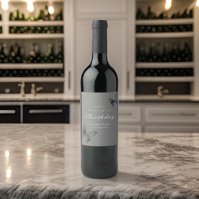 Moderner Schmetterling JEDER Meilenstein Erwachsen Weinetikett (Von Creator hochgeladen)