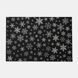 Moderner Schneeflocken 2 - Schwarz & Silver Gray Fußmatte
