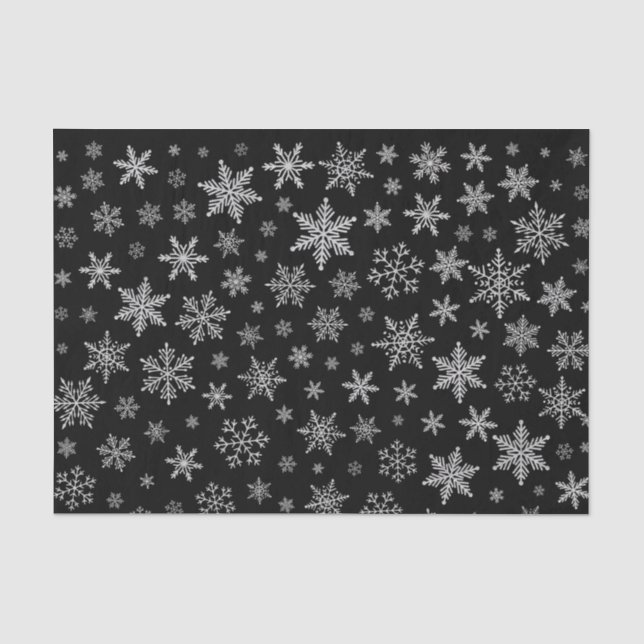 Moderner Schneeflocken 2 - Schwarz & Silver Gray Seidenpapier (Vorderseite)