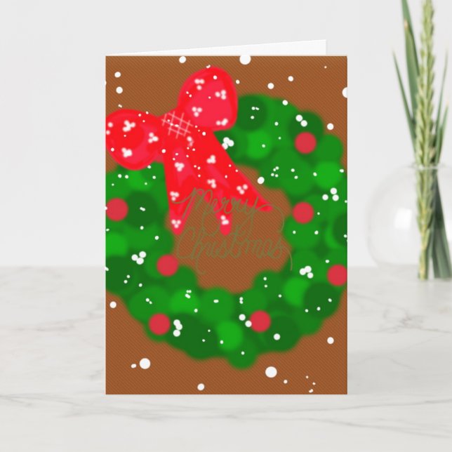 Moderner Schneekreath und Bow Karte (Vorderseite)