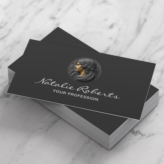 Moderner Schönheitssalon Logo Haar Stylist Elegant Visitenkarte (Von Creator hochgeladen)