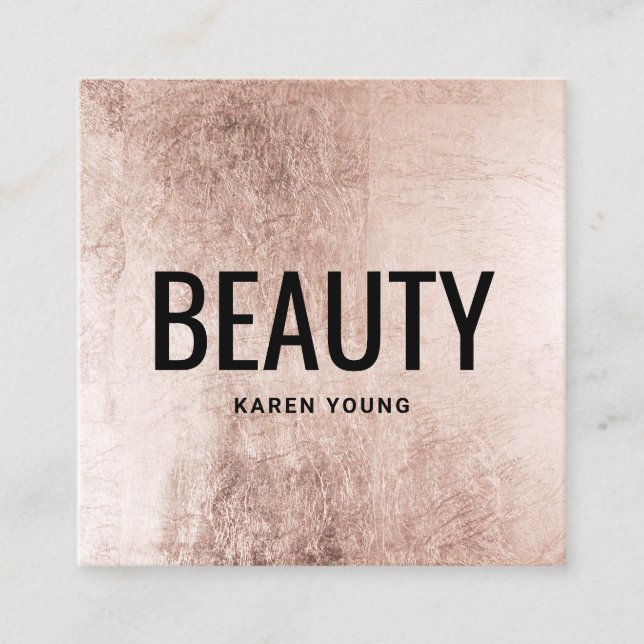 Moderner Schönheitssalon Rose Goldfolie-Makeup-Kün Quadratische Visitenkarte (Vorderseite)