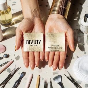 Moderner Schönheitssalon schicke Goldfolie-Makeup- Quadratische Visitenkarte