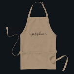 Moderner Schriftname personalisiert Schürze<br><div class="desc">Hosten Sie eine botanische, erfolgreiche Werkstatt? Wie wär's mit einem Kochkurs? Geben Sie Ihren Gästen personalisierte Schürze mit einem eleganten Schriftart-Skript, das sie sicherlich begeistern wird. Lassen Sie sich von diesem raffinierten Geschenk erzählen. Tipp: Um die langen Swashes am Ende behalten, werden die kleinen Quadrate am Ende und vor dem...</div>