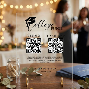 Moderner Schulabschluss Hochschul-Fonds QR-Code  Acrylschild