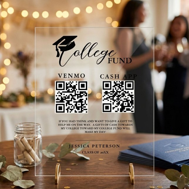 Moderner Schulabschluss Hochschul-Fonds QR-Code  Acrylschild (Von Creator hochgeladen)
