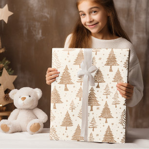 Moderner Schwarz-Creme-Weihnachtsbaum Geschenkpapier