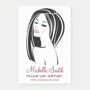 Moderner Schwarz-Hellrosa-Chic Eyelash Makeup Arti Post-it Klebezettel