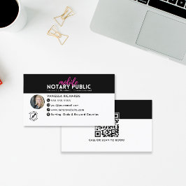 Moderner schwarz-rosa Notar-Signatur Business QR C Visitenkarte