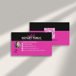 Moderner schwarz-rosa Notar-Signatur Business QR C Visitenkarte