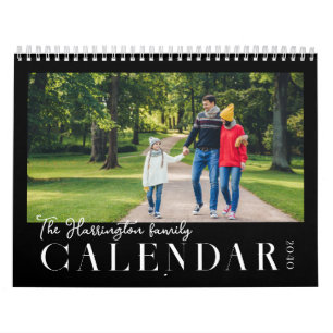 Moderner Schwarz-Weiß-Familienfoto-Kalender nach M Kalender