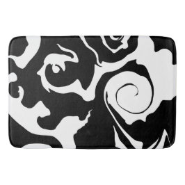 Moderner Schwarz-Weiß-Marmor-Swirl Badematte
