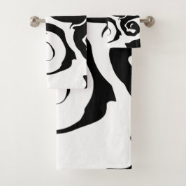 Moderner Schwarz-Weiß-Marmor-Swirl Badhandtuch Set