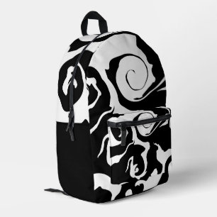 Moderner Schwarz-Weiß-Marmor-Swirl Bedruckter Rucksack