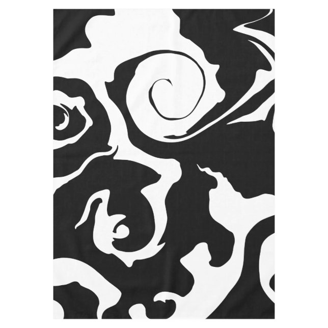 Moderner Schwarz-Weiß-Marmor-Swirl Tischdecke (Vorderseite)