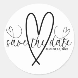 Moderner Schwarz-Weiß-Minimal Save the Date Runder Aufkleber