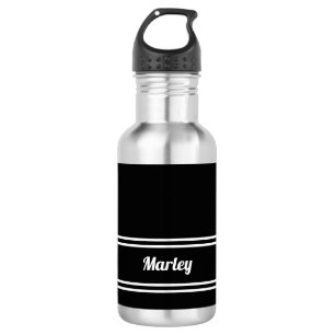 Moderner Schwarz/Weiß Minimalistischer Klassiker N Edelstahlflasche