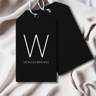 Moderner Schwarz-weiß minimalistischer Monogramm-N Geschenkanhänger