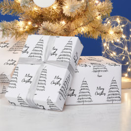 Moderner Schwarz-Weiß-Minimalistischer Weihnachtsb Geschenkpapier