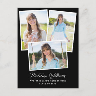 Moderner Schwarz-Weiß-Script Multi-Foto-Abschluss Postkarte