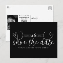 Moderner Schwarz-Weiß-Stil Save the Date