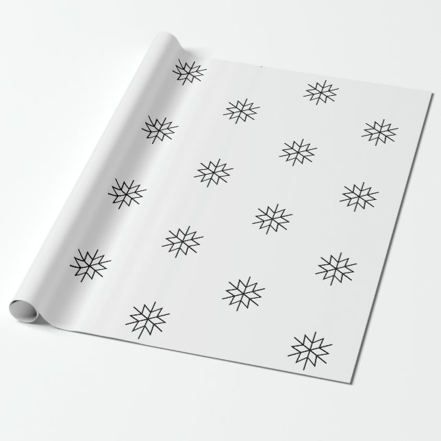 Moderner Schwarz-Weiß-Weihnachtsstar Geschenkpapier (Ungerollt)
