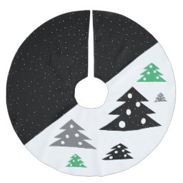 Moderner Schwarz-weißer Grauer Weihnachtsbaum Polyester Weihnachtsbaumdecke
