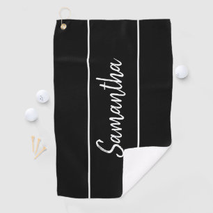 Moderner Schwarz-weißer Handschriftenname Golfhandtuch