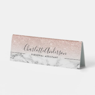 Moderner Schwarz-weißer Marmor Rose Gold Glitzer o Tischaufsteller