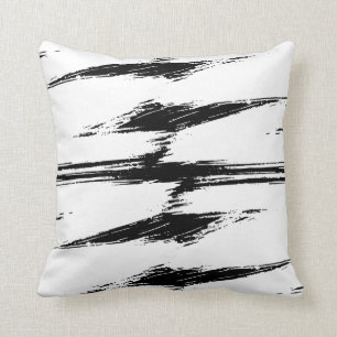 Moderner Schwarz-weißer Pinsel Stroke Paint Kissen