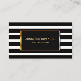 Moderner Schwarz-weißer Streifengoldrahmen Visitenkarte
