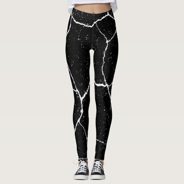 Moderner Schwarz-weißer Yoga Leggings (Vorderseite)