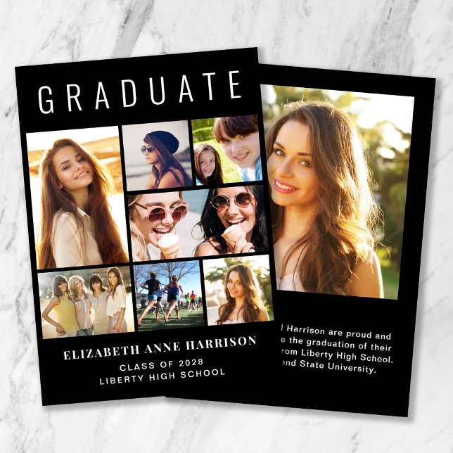 Moderner Schwarzer Abschluss (Cherish the milestone: share your graduate's achievement with a custom photo graduation announcement)