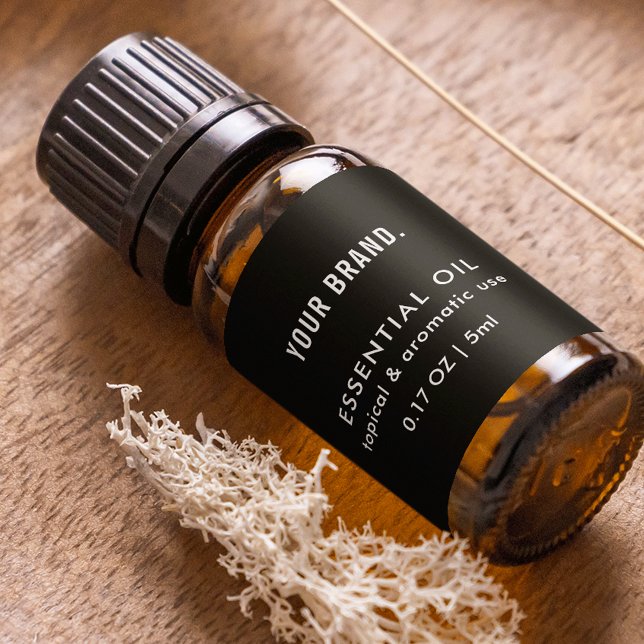 Moderner Schwarzer Essential Oil Dropper Flasche W (Modern Black Essential Oil Dropper Bottle Wrapper Label)