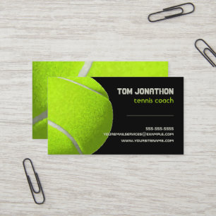 Moderner schwarzer fluoreszierender gelber Tennisb Visitenkarte