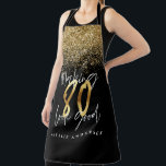 Moderner Schwarzer Glitzer 80. Geburtstag  Schürze<br><div class="desc">Moderne Schwarzgold Glitzer 80. Geburtstagstypografie</div>