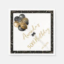 Moderner Schwarzer Glitzer Sparkasse jeden Geburts Serviette