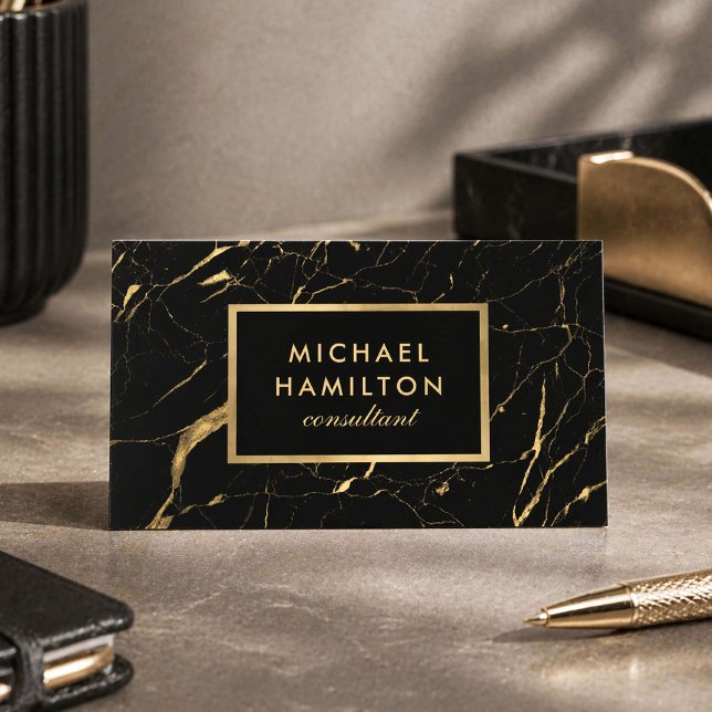 Moderner Schwarzer Gold Berater Proficient Visitenkarte (Von Creator hochgeladen)