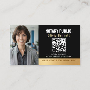 Moderner schwarzer Gold-Notar-QR-Code  Visitenkarte