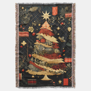 Moderner Schwarzer Gold und Roter Weihnachtsbaum Decke
