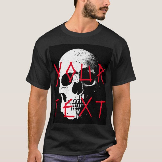 Moderner Schwarzer Horror Text Mens Halloween T-Shirt (Vorderseite)