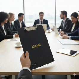 Moderner schwarzer Klemmbrett mit personalisiertem