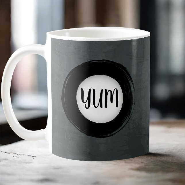 Moderner Schwarzer Kreis auf dem angesagten Grunge Kaffeetasse (Black and gray initials mug)