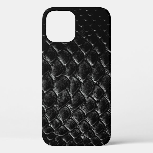 Moderner schwarzer Krokodil Case-Mate iPhone Hülle (Rückseite)